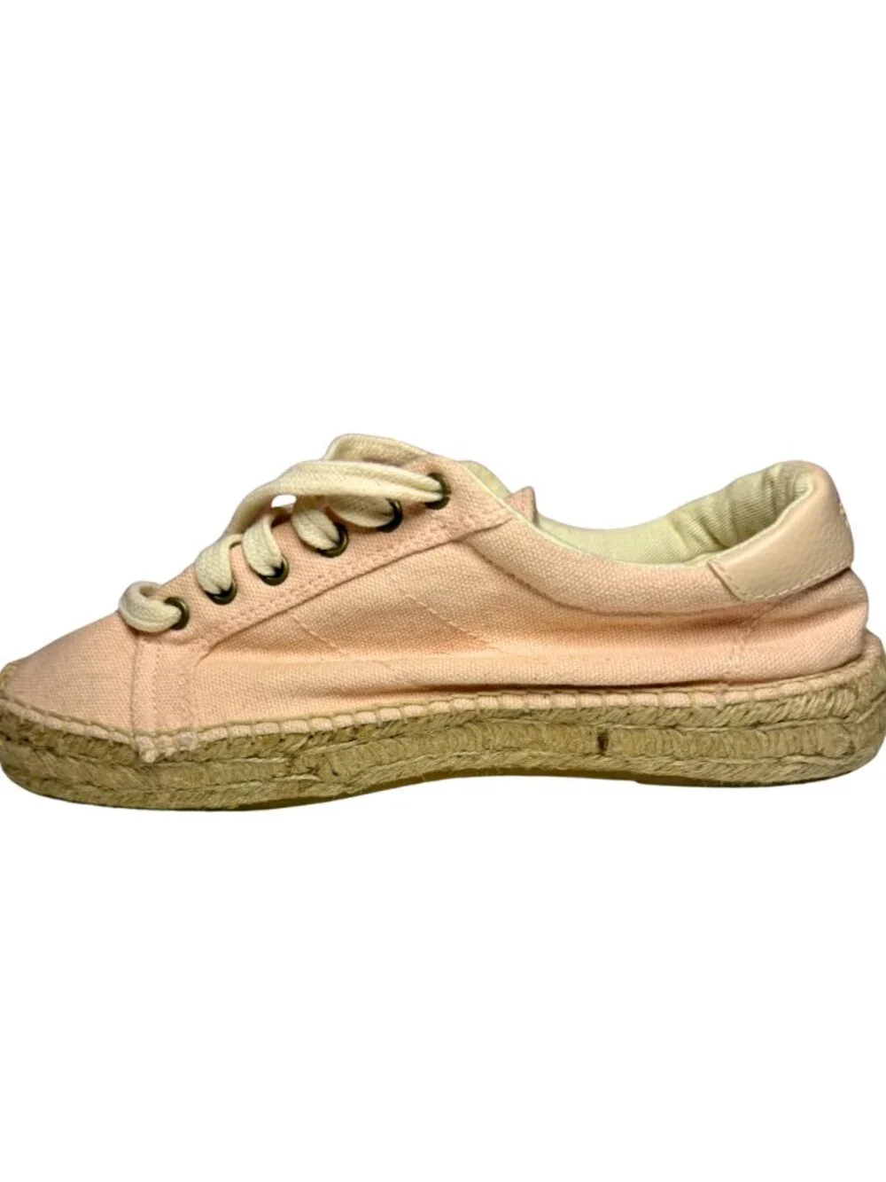 Soludos Espadrille Casual Classic Sneakers Pink Linen Jute Size 8.5